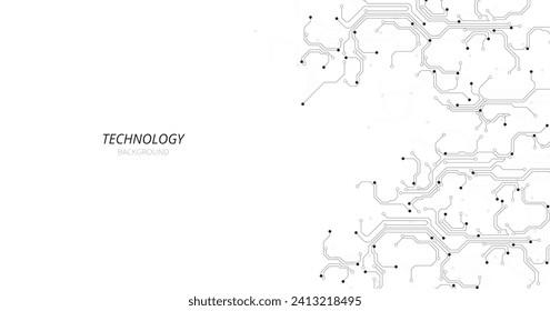 Black circuit diagram on white background. High-tech circuit board connection system.Vector abstract technology on a white background.