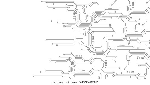 Schwarzes Schaltbild auf weißem Hintergrund. High-Tech-Platinen-Verbindungssystem.Vector abstrakte Technologie auf weißem Hintergrund.