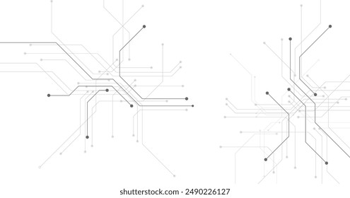 Black circuit diagram on white background. High-tech circuit board connection system.Vector abstract technology on a white background.