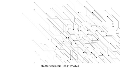 Diagrama de circuito preto sobre fundo branco. Sistema de conexão de placa de circuito de alta tecnologia. Tecnologia abstrata de vetor em um fundo branco.