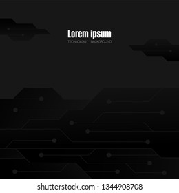 black circuit technology abstract background, innovative digital system space wallpaper, template for website cover poster banner brochure and more, flat vector graphic design 