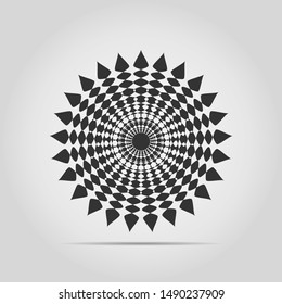 Black circular abstract pattern isolated. Geometric logo template. Round vector ornament. Snowflakes. Mandala. Arabesque. Vector illustration