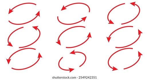 Black circular arrow icon collection. Set of black update arrow