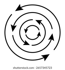 Colección circular negra del icono de la flecha. Conjunto de diseño de flecha Actualizar negro 