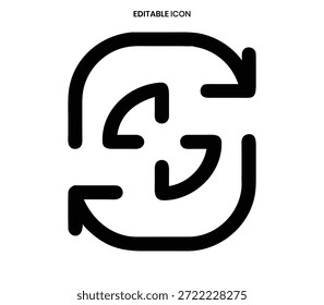Icono de flecha circular negra que indica un proceso continuo de bucle, actualización o repetición.