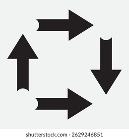 Black Circular Arrow Set for Process and Direction