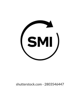 Black circular arrow with text smi isolated on a white background