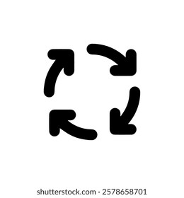 Black Circular Arrows Cycle Icon Vector