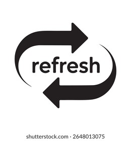 Black circular arrows surround the word refresh on a white background