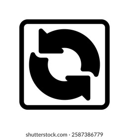 Black Circular Arrows Symbol Representing Refresh or Repeat Concept