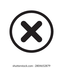 Black circular cross icon symbol with interface prohibited negation isolated application negative cautionary selection decision excluded