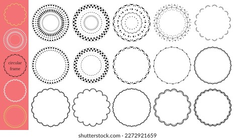 conjunto de material de marco decorativo circular negro