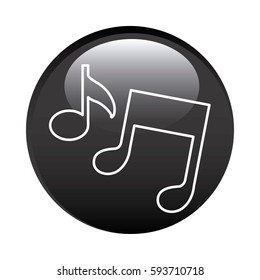 black circular frame with musical notes vector illustration