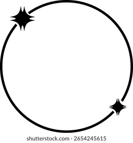 Black Circular Frame with Two Starburst Design Elements white circle