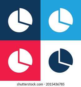 Black Circular Gráfico azul y rojo cuatro colores conjunto de iconos mínimo
