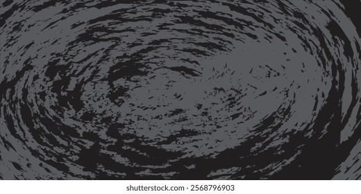 black circular grunge texture, brush strokes isolated on gray background.

