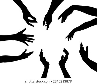 schwarze Rundsilhouette mit verschiedenen Posen