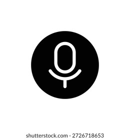 Icono circular negro con símbolo de micrófono blanco que representa la grabación o entrada de voz