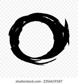 Black circular  ink drawn by hand with a brush