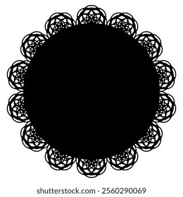 black circular lace decoration illustration material