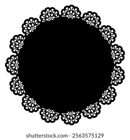 black circular lace decoration illustration material