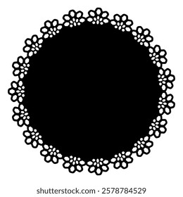 black circular lace decoration illustration material