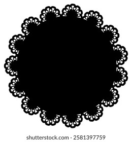 black circular lace decoration illustration material