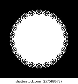 Black circular lace frame background material