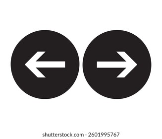 Black Circular Left and Right Arrows – Navigation and Direction Icons Vector EPS File