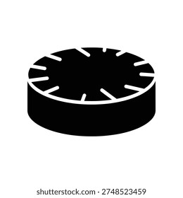A black circular object with white lines on a plain white background, ideal for graphic design and commercial use.