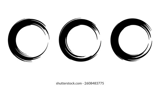Black Circular Paint Brush Stroke Effect Set