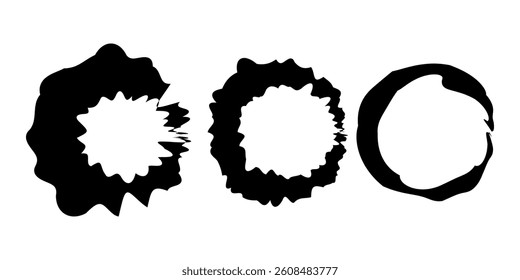 Black Circular Paint Brush Stroke Effect Set