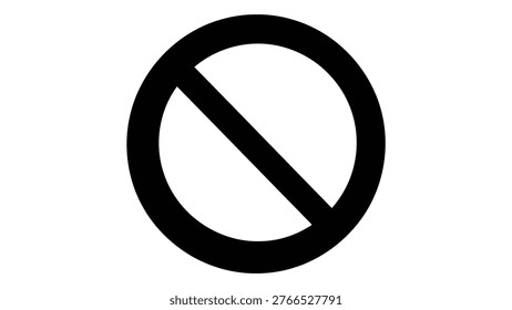 A black circular prohibition sign with a diagonal slash, commonly used to indicate restricted, forbidden, or disallowed actions and items.