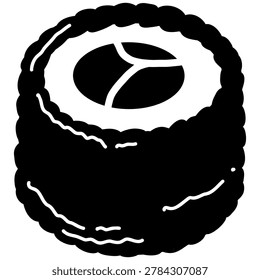 A black circular rope sculpture featuring a central coffee bean icon. The bold, rounded rope edge encircles the smooth bean symbol, creating a minimalist, abstract composition with high contrast.