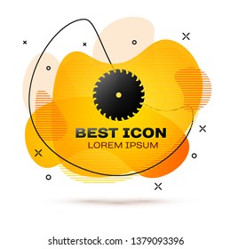 Black Circular saw blade icon isolated on white background. Saw wheel. Fluid color banner. Vector Illustration