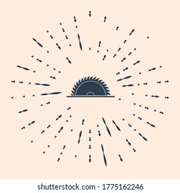 Black Circular saw blade icon isolated on beige background. Saw wheel. Abstract circle random dots. Vector Illustration
