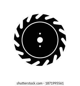 Black circular saw blade icon isolated on white background. 
