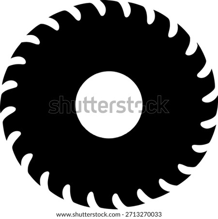 Black circular saw blade with white center hole cutting tool sharp