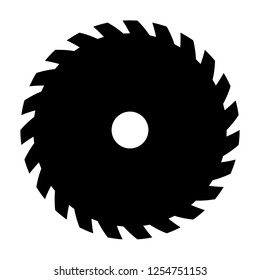 Black circular saw. Vector sign or icon. Symbol of saw mill.