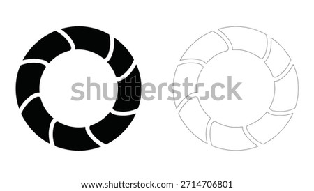 Black circular segmented icon representing an abstract loading spinner or a camera aperture