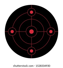 Black circular shooting target for the practice on a gun range