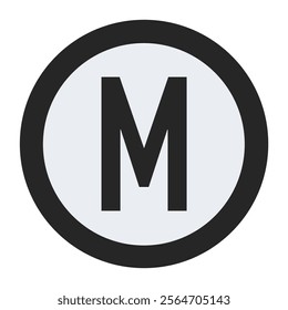 Black circular vector design with the letter M in a sleek and contemporary style. Suitable for logo designs, branding projects, and modern typography applications.