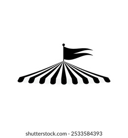 Black circus dome roof,Circus tent with a split flag striped black,template for design,vector illustration.