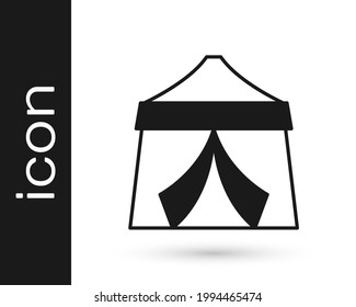 Black Circus tent icon isolated on white background. Carnival camping tent. Amusement park.  Vector