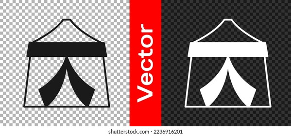 Black Circus tent icon isolated on transparent background. Carnival camping tent. Amusement park.  Vector