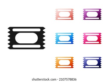 Icono de la entrada de Black Circus aislado en fondo blanco. Parque de atracciones. Indique los iconos en colores. Vector