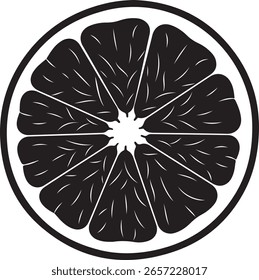 Black citrus slice graphic fruit white