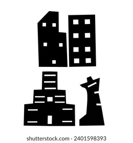 black city building icon set illustration