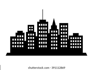 Black City Icon On White Background Stock Vector (Royalty Free ...