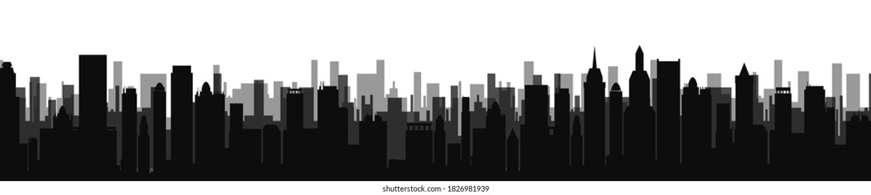 Black city silhouette skyline - stock vector